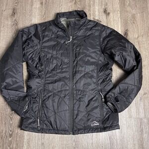 LL Bean Primaloft Packaway Jacket Women's M Black Full Zip 288308